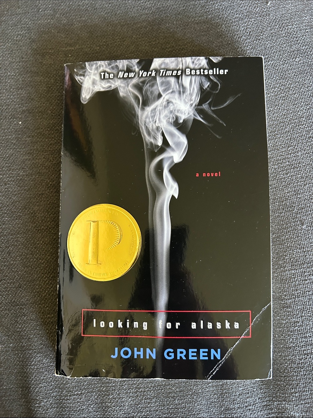 Looking for Alaska by John Green - Black Cover with Smoke and Gold Medal